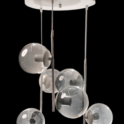 Alternative view of Φωτιστικό Εξάφωτο Γυάλινο Λευκό Με Φουμέ Μπάλες 6xΕ27 Ντουί 4276-W