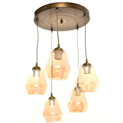 Alternative view of Φωτιστικό Πεντάφωτο Γυάλινο Με Μελί Γυαλί 5x E27 Ντουί 4310-5