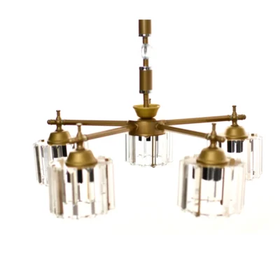 Alternative view of Φωτιστικό Πεντάφωτο Γυάλινο Με Διαφανές Γυαλί 5x E27 Ντουί 1445-5