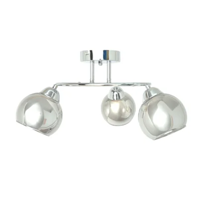 Alternative view of Τρίφωτο Γυάλινο Φωτιστικό Με Φιμέ Γυαλί Ε27 Ντουί 5967-CH