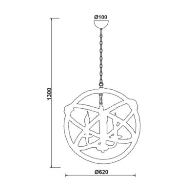 Alternative view of Aca Vintage Πεντάφωτο Φωτιστικό Οροφής 563625PCR
