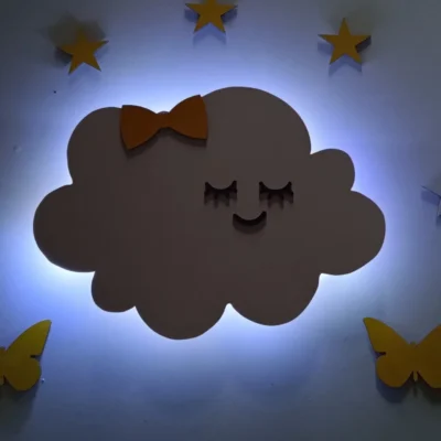 Alternative view of Παιδικό Φωτιστικό Επίτοιχο Με Μπαταρία Χαμογελαστό σύννεφο 401611-K