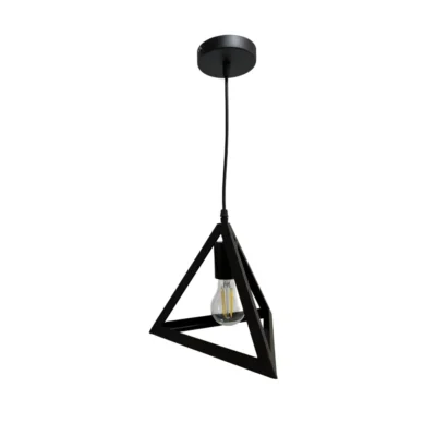 Κρεμαστό Φωτιστικό Μονόφωτο Τρίγωνο Σιδερένιο Μαύρο TY-00