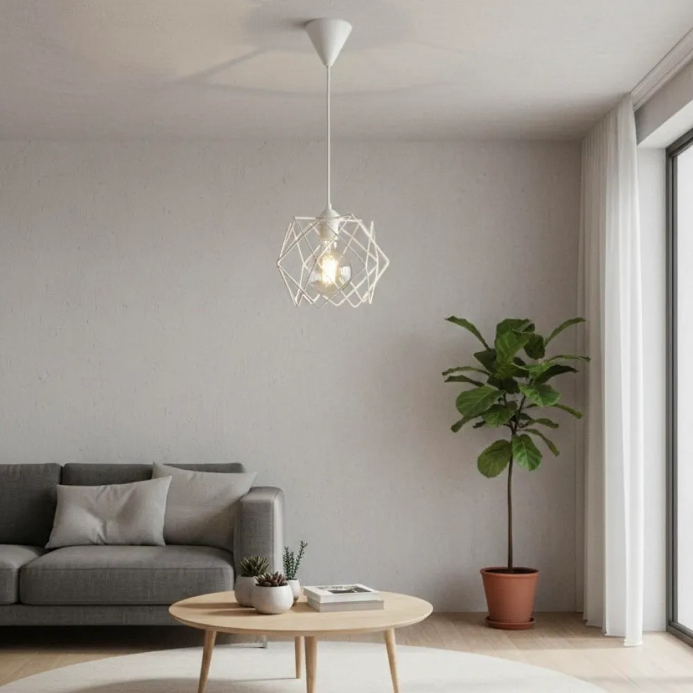 Κρεμαστό Φωτιστικό Μονόφωτο Σιδερένιο Λευκό TY-04 - Image 3