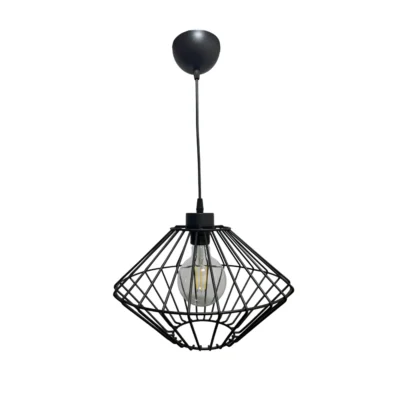 Κρεμαστό Φωτιστικό Μονόφωτο Σιδερένιο Μαυρό 2190-B